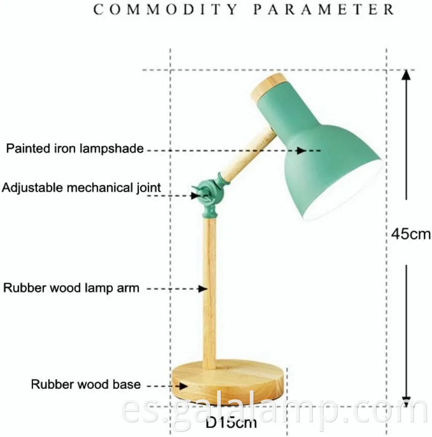 Lámpara de escritorio LED de base de madera elegante para habitaciones modernas